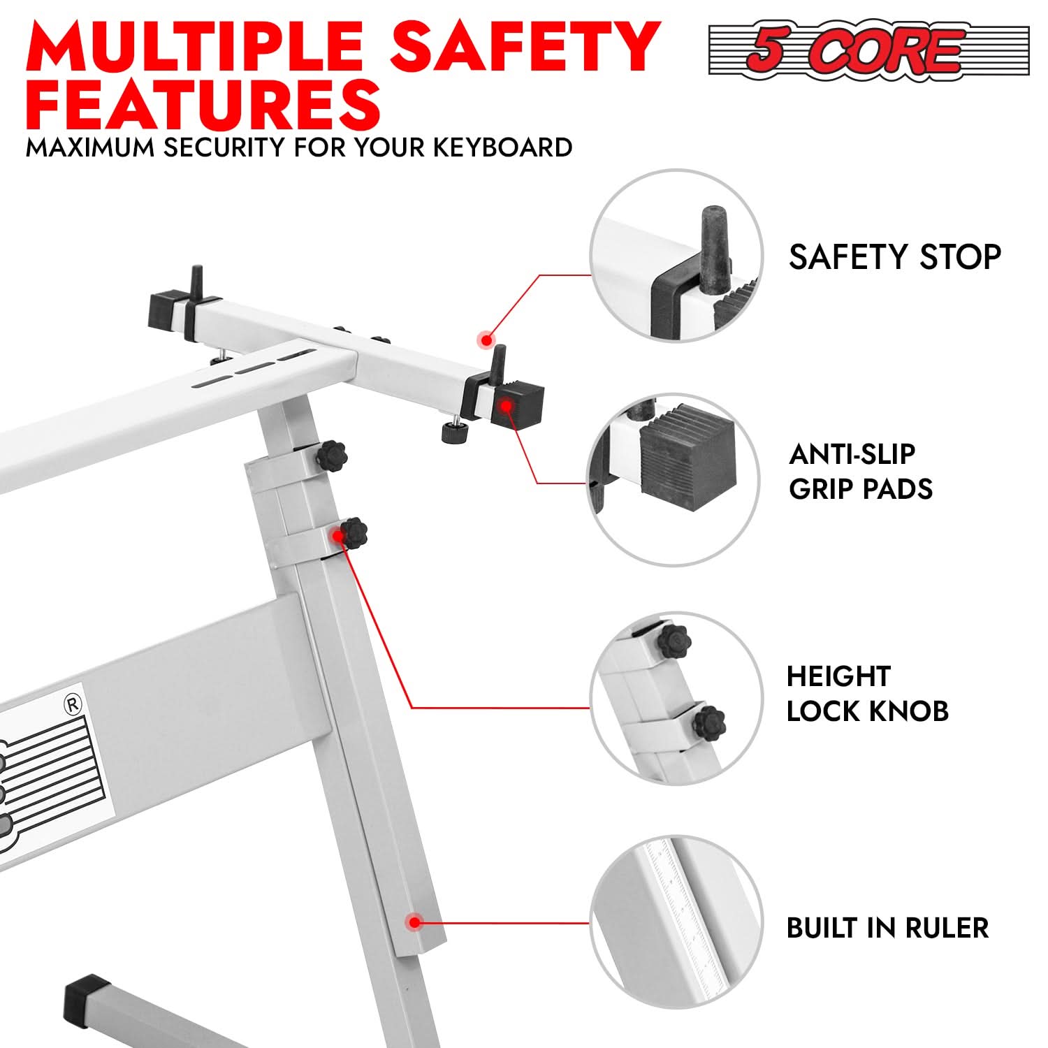 5 Core Keyboard Stand Z Style Height Adjustable Sturdy Piano Riser Lift Holder Stands